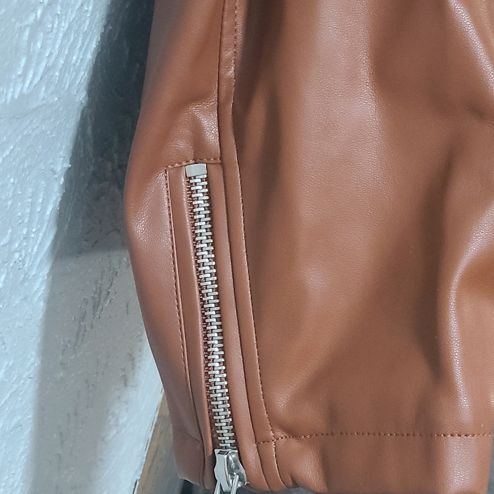 Torrid Moto Faux Leather Asymmetrical Moto Jacket - Brown - Picture 8 of 15
